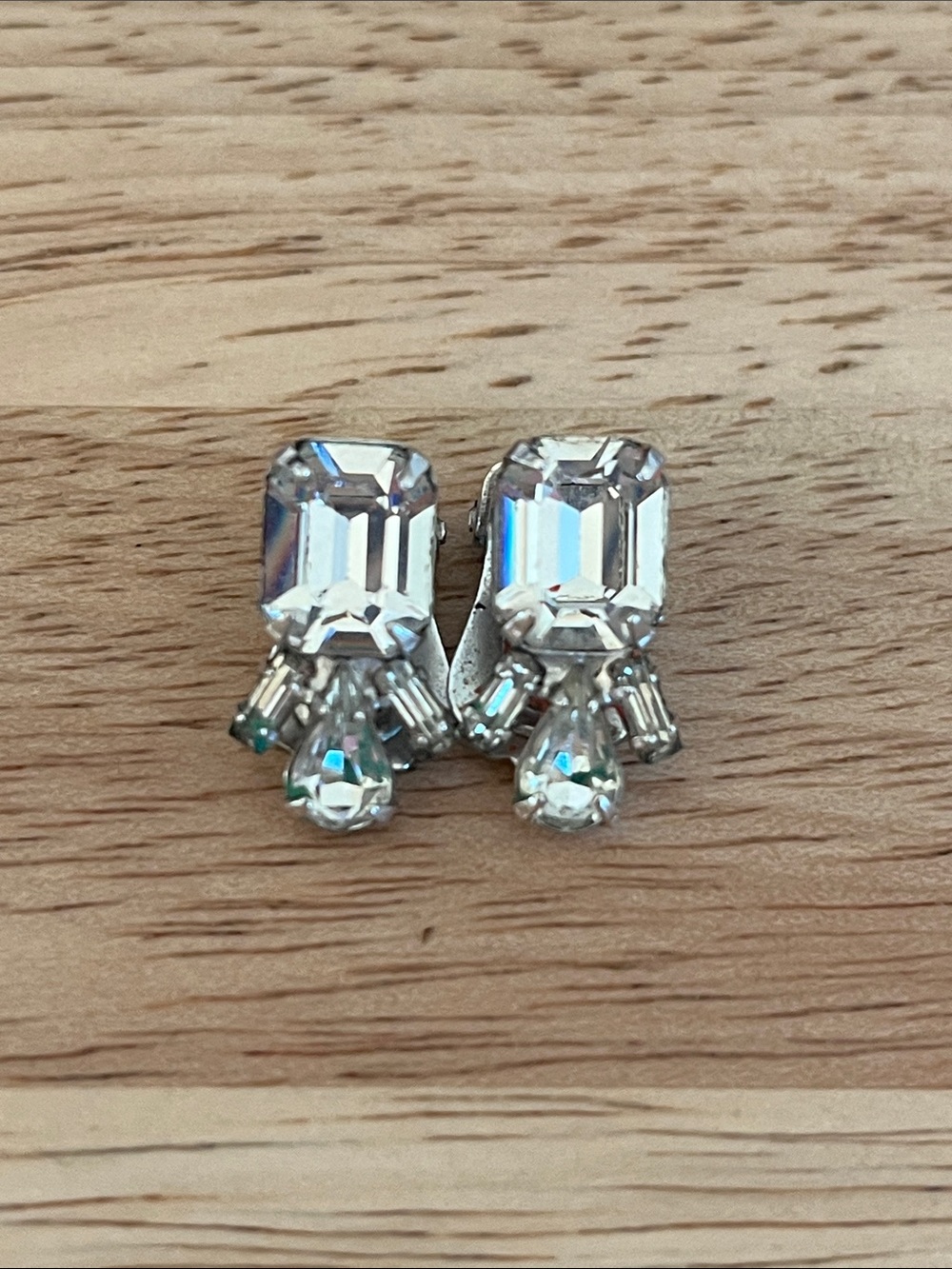 Crystal Clear Clip-On Earrings - Sparkling White Rhinestones